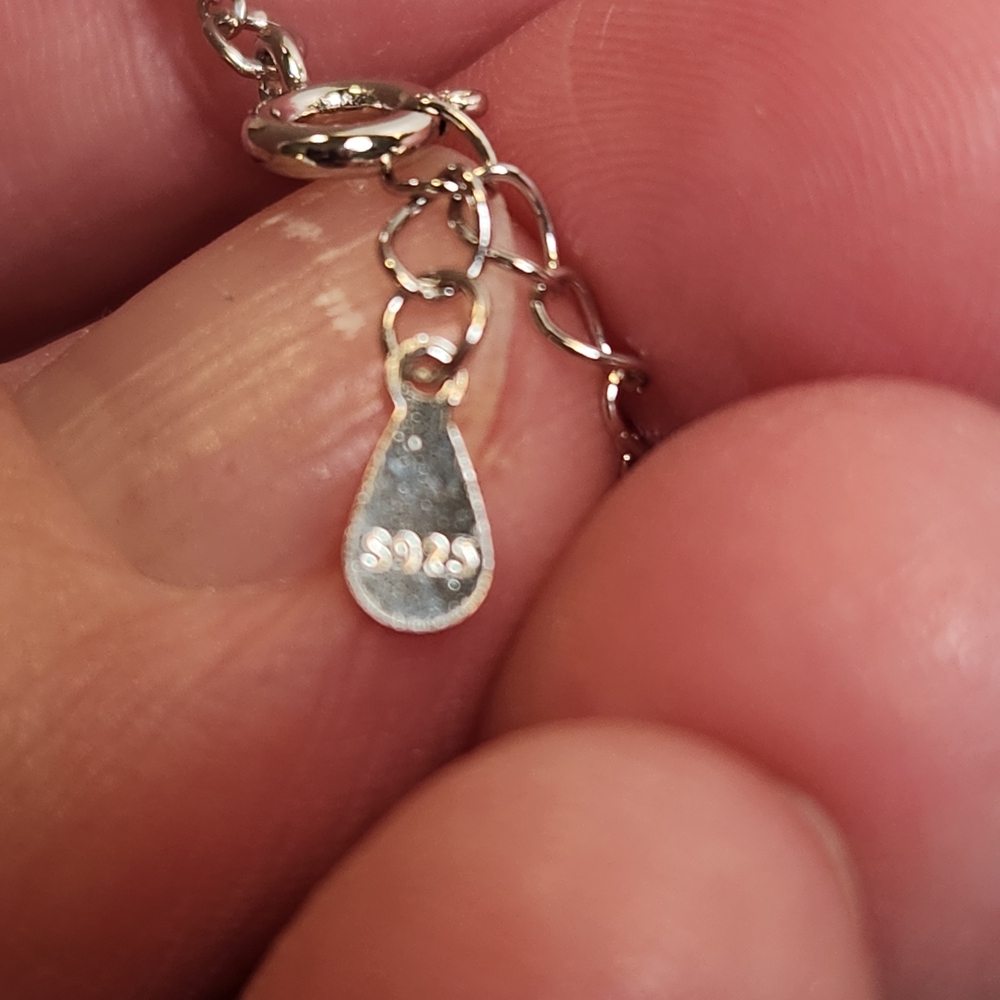 Blue Green Moissanite Sterling Silver Necklace - Picture 3 of 4